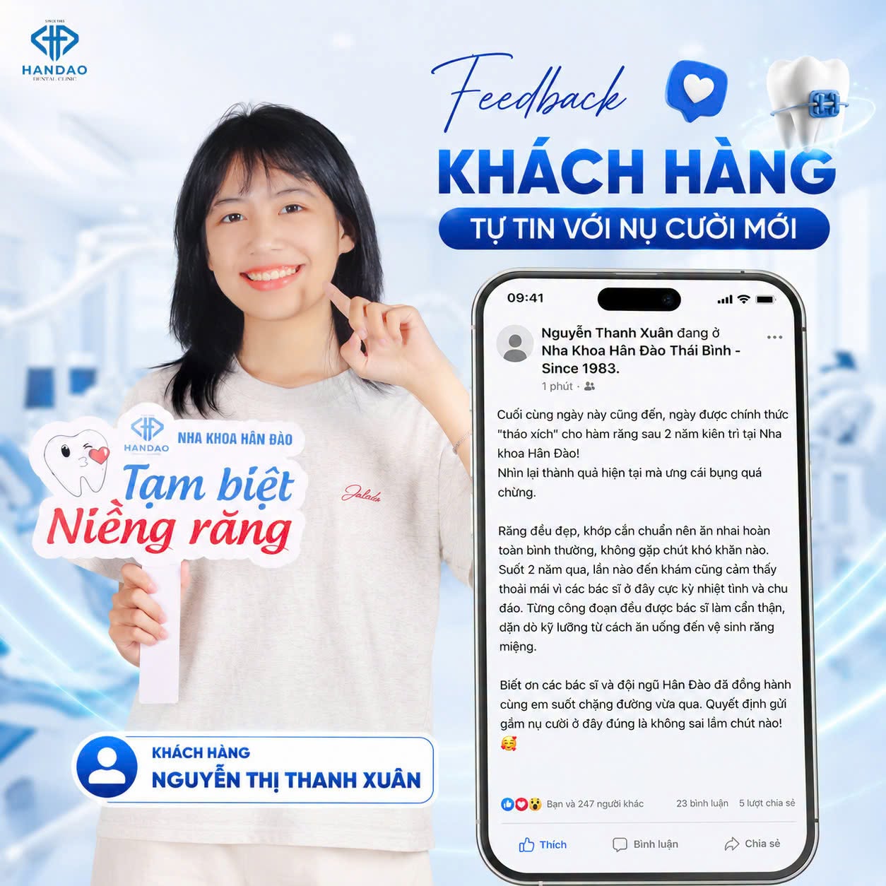 Phản hồi thực tế của khách hàng sau khi niềng răng tại Nha khoa Hân Đào